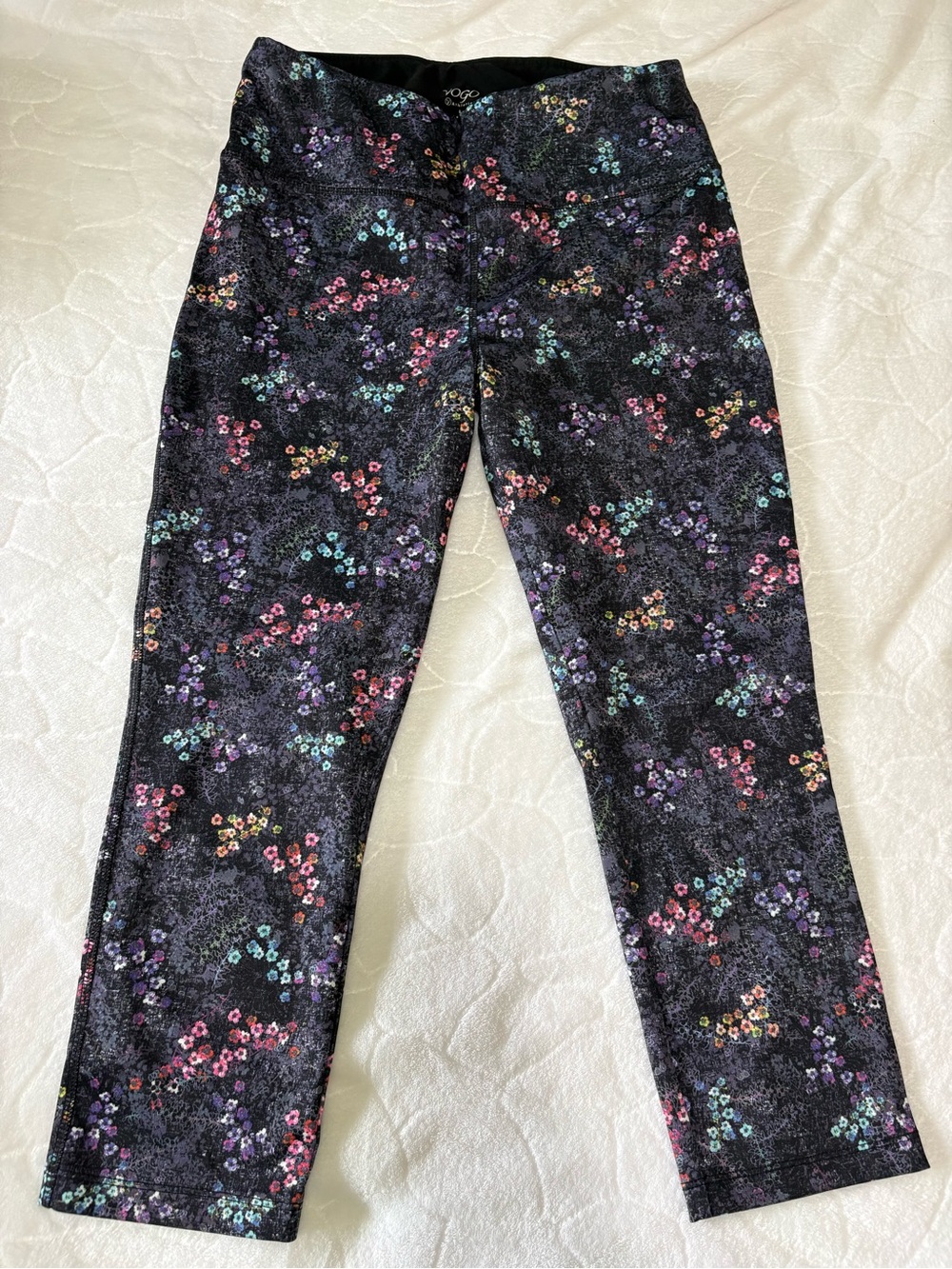VOGO Athletica Black Floral Active Leggings with Multicolor Blooms